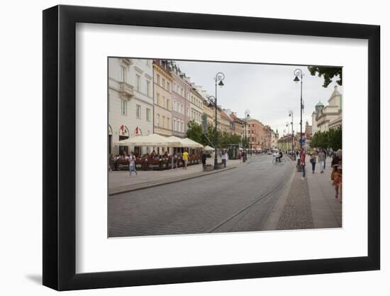 Cobbled Old Town Krakowskie Przedmiescie Street and street cafes, Warsaw, Poland, Europe-Jeremy Bright-Framed Photographic Print