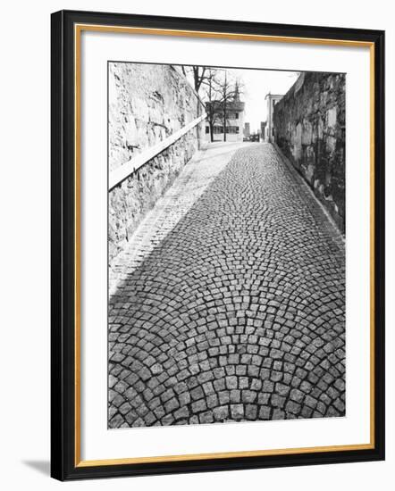 Cobbled Street, Lindenhof, Switzerland-Walter Bibikow-Framed Photographic Print