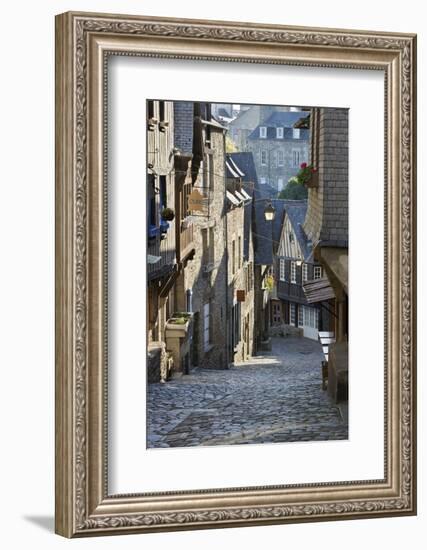 Cobbled Street, Rue Du Jerzual, Dinan, Cotes D'Armor, Brittany, France, Europe-Stuart Black-Framed Photographic Print