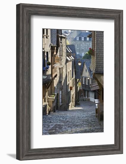 Cobbled Street, Rue Du Jerzual, Dinan, Cotes D'Armor, Brittany, France, Europe-Stuart Black-Framed Photographic Print