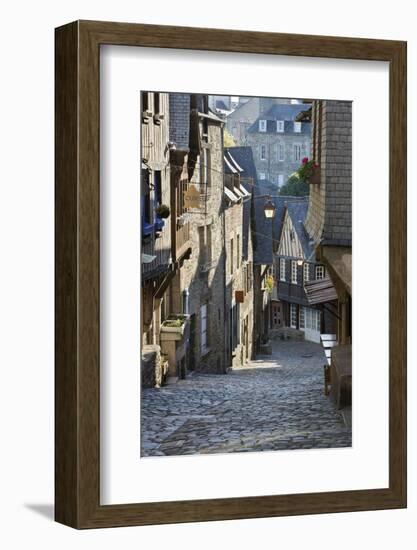 Cobbled Street, Rue Du Jerzual, Dinan, Cotes D'Armor, Brittany, France, Europe-Stuart Black-Framed Photographic Print