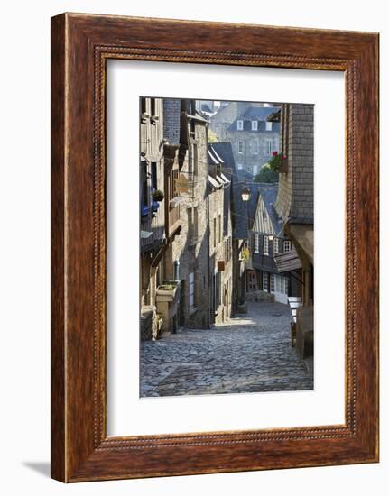 Cobbled Street, Rue Du Jerzual, Dinan, Cotes D'Armor, Brittany, France, Europe-Stuart Black-Framed Photographic Print