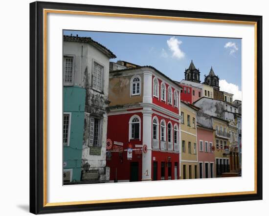 Cobbled Streets and Colonial Architecture, UNESCO World Heritage Site, Salvador, Brazil-Yadid Levy-Framed Photographic Print