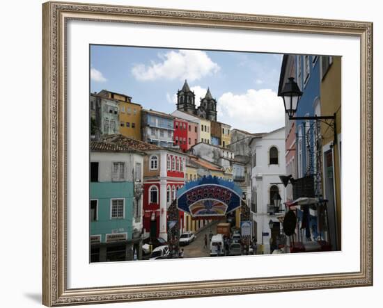 Cobbled Streets and Colonial Architecture, UNESCO World Heritage Site, Salvador, Brazil-Yadid Levy-Framed Photographic Print