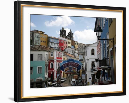 Cobbled Streets and Colonial Architecture, UNESCO World Heritage Site, Salvador, Brazil-Yadid Levy-Framed Photographic Print