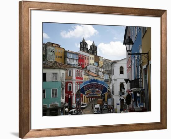 Cobbled Streets and Colonial Architecture, UNESCO World Heritage Site, Salvador, Brazil-Yadid Levy-Framed Photographic Print