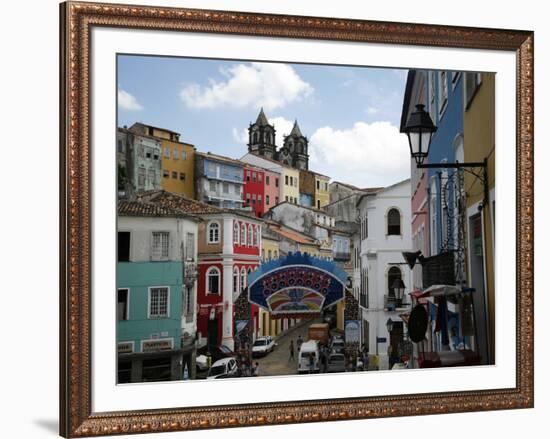 Cobbled Streets and Colonial Architecture, UNESCO World Heritage Site, Salvador, Brazil-Yadid Levy-Framed Photographic Print