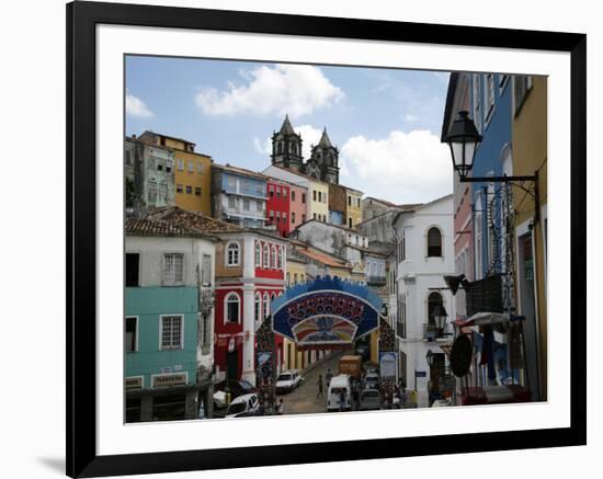 Cobbled Streets and Colonial Architecture, UNESCO World Heritage Site, Salvador, Brazil-Yadid Levy-Framed Photographic Print