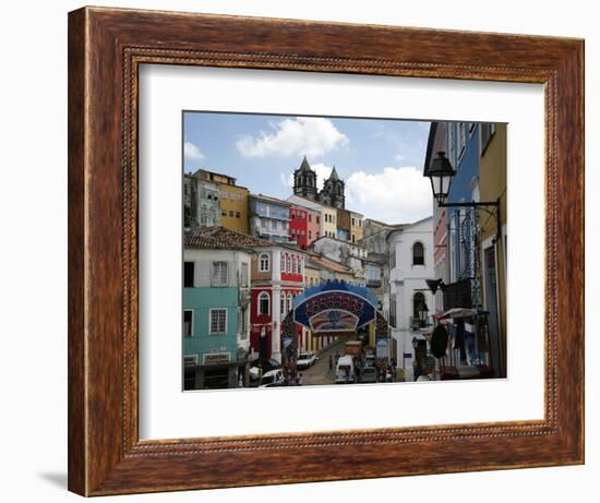 Cobbled Streets and Colonial Architecture, UNESCO World Heritage Site, Salvador, Brazil-Yadid Levy-Framed Photographic Print