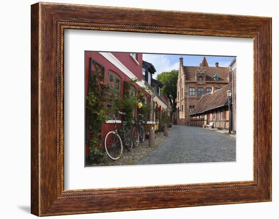 Cobblestone Alley in the Old Town, Ribe, Jutland, Denmark, Scandinavia, Europe-Stuart Black-Framed Photographic Print