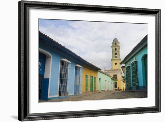 Cobblestone Street and Beautiful Church in City, Trinidad, Cuba-Bill Bachmann-Framed Photographic Print