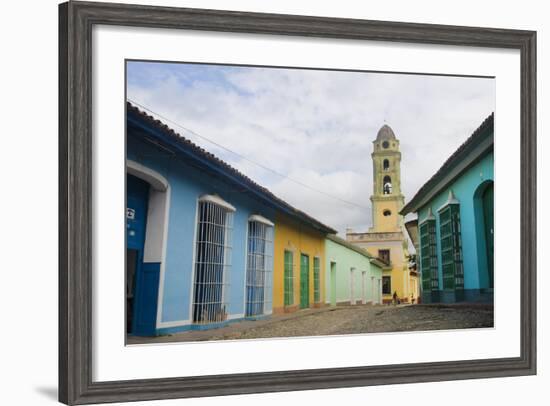 Cobblestone Street and Beautiful Church in City, Trinidad, Cuba-Bill Bachmann-Framed Photographic Print