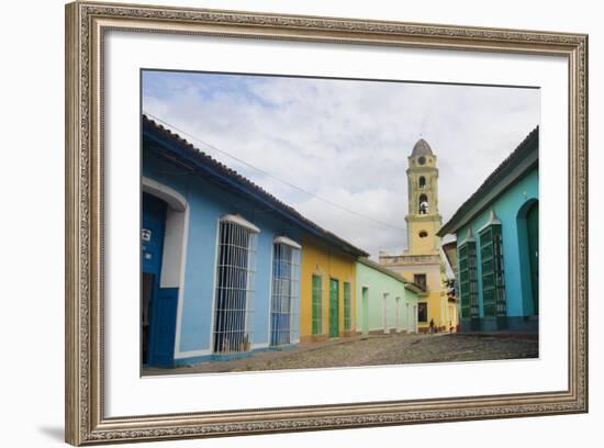 Cobblestone Street and Beautiful Church in City, Trinidad, Cuba-Bill Bachmann-Framed Photographic Print