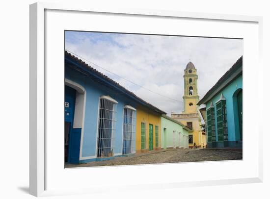 Cobblestone Street and Beautiful Church in City, Trinidad, Cuba-Bill Bachmann-Framed Photographic Print