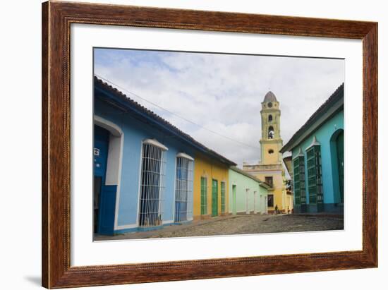 Cobblestone Street and Beautiful Church in City, Trinidad, Cuba-Bill Bachmann-Framed Photographic Print