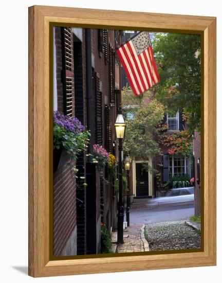 Cobblestone Street and Historic Homes of Beacon Hill, Boston, Massachusetts, USA-Merrill Images-Framed Premier Image Canvas