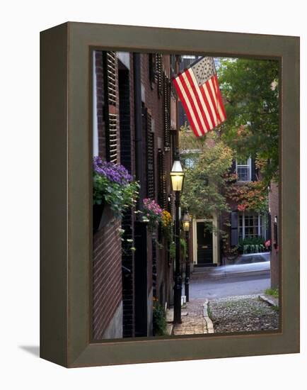 Cobblestone Street and Historic Homes of Beacon Hill, Boston, Massachusetts, USA-Merrill Images-Framed Premier Image Canvas