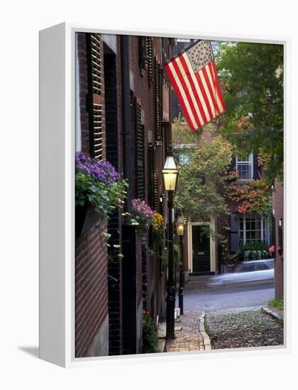 Cobblestone Street and Historic Homes of Beacon Hill, Boston, Massachusetts, USA-Merrill Images-Framed Premier Image Canvas