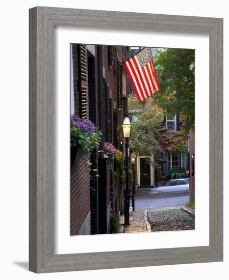 Cobblestone Street and Historic Homes of Beacon Hill, Boston, Massachusetts, USA-Merrill Images-Framed Photographic Print