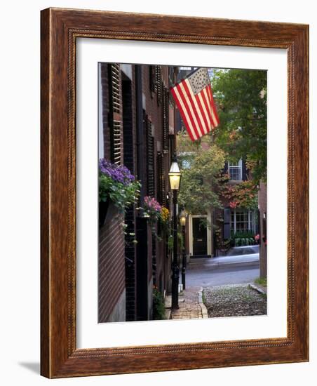 Cobblestone Street and Historic Homes of Beacon Hill, Boston, Massachusetts, USA-Merrill Images-Framed Photographic Print