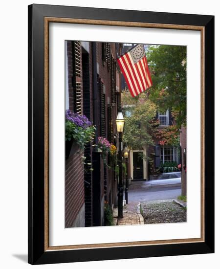 Cobblestone Street and Historic Homes of Beacon Hill, Boston, Massachusetts, USA-Merrill Images-Framed Photographic Print