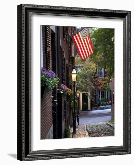 Cobblestone Street and Historic Homes of Beacon Hill, Boston, Massachusetts, USA-Merrill Images-Framed Photographic Print