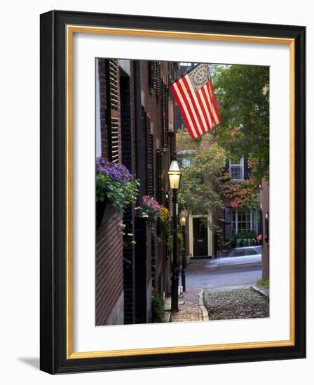 Cobblestone Street and Historic Homes of Beacon Hill, Boston, Massachusetts, USA-Merrill Images-Framed Photographic Print