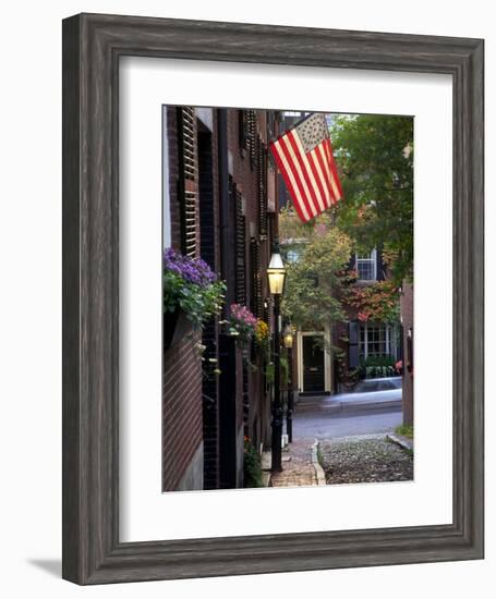 Cobblestone Street and Historic Homes of Beacon Hill, Boston, Massachusetts, USA-Merrill Images-Framed Photographic Print