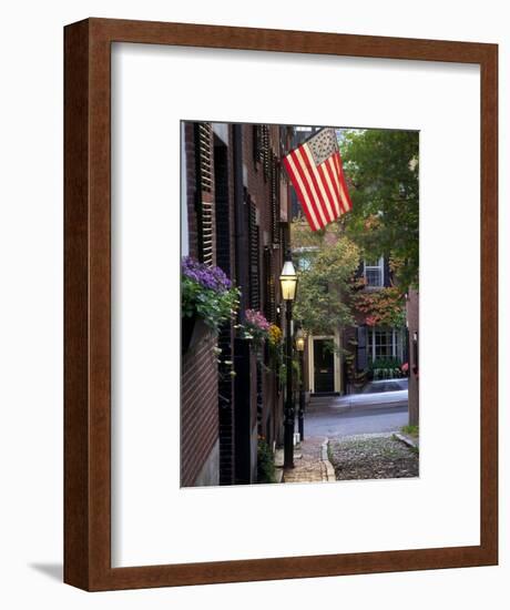 Cobblestone Street and Historic Homes of Beacon Hill, Boston, Massachusetts, USA-Merrill Images-Framed Photographic Print