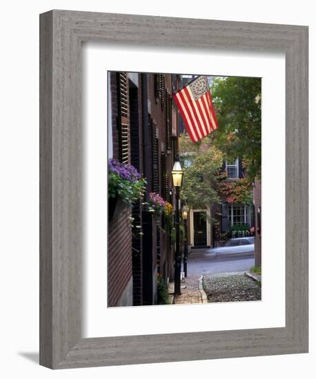 Cobblestone Street and Historic Homes of Beacon Hill, Boston, Massachusetts, USA-Merrill Images-Framed Photographic Print