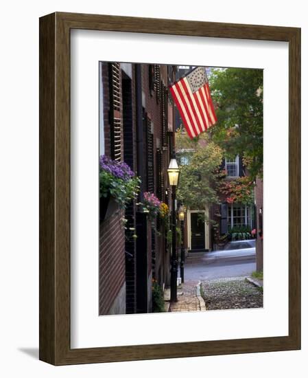 Cobblestone Street and Historic Homes of Beacon Hill, Boston, Massachusetts, USA-Merrill Images-Framed Photographic Print