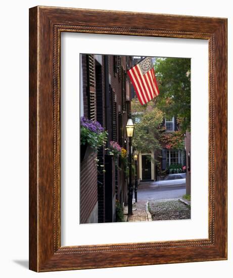 Cobblestone Street and Historic Homes of Beacon Hill, Boston, Massachusetts, USA-Merrill Images-Framed Photographic Print