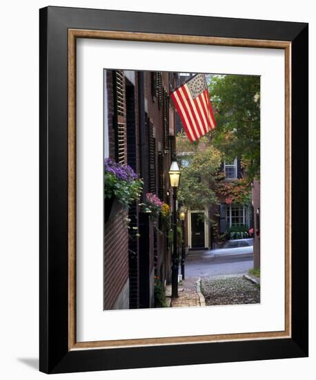 Cobblestone Street and Historic Homes of Beacon Hill, Boston, Massachusetts, USA-Merrill Images-Framed Photographic Print