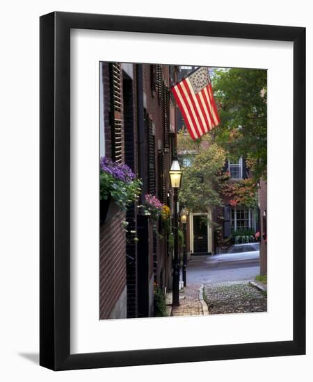 Cobblestone Street and Historic Homes of Beacon Hill, Boston, Massachusetts, USA-Merrill Images-Framed Photographic Print