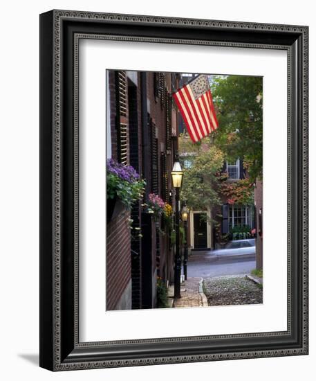 Cobblestone Street and Historic Homes of Beacon Hill, Boston, Massachusetts, USA-Merrill Images-Framed Photographic Print