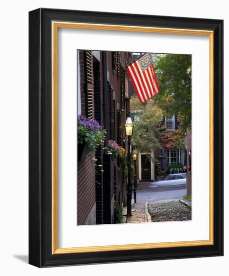 Cobblestone Street and Historic Homes of Beacon Hill, Boston, Massachusetts, USA-Merrill Images-Framed Photographic Print