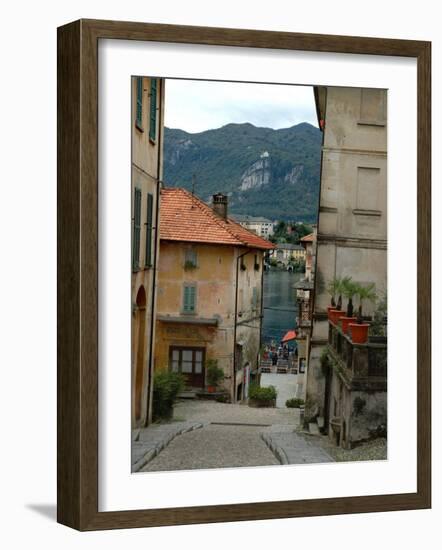 Cobblestone Street Down to Waterfront, Lake Orta, Orta, Italy-Lisa S. Engelbrecht-Framed Photographic Print