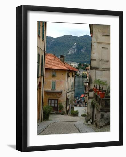 Cobblestone Street Down to Waterfront, Lake Orta, Orta, Italy-Lisa S. Engelbrecht-Framed Photographic Print