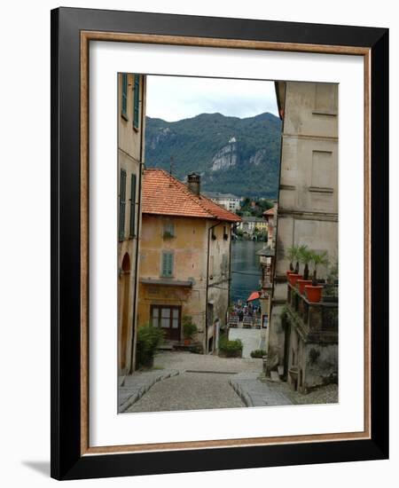 Cobblestone Street Down to Waterfront, Lake Orta, Orta, Italy-Lisa S. Engelbrecht-Framed Photographic Print