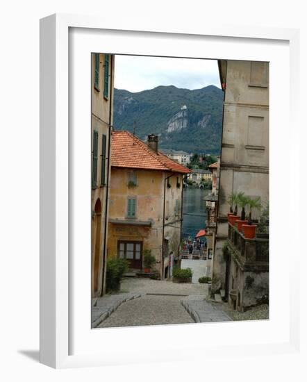 Cobblestone Street Down to Waterfront, Lake Orta, Orta, Italy-Lisa S. Engelbrecht-Framed Photographic Print