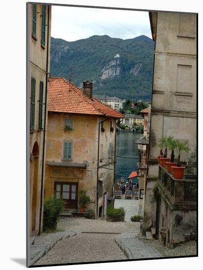 Cobblestone Street Down to Waterfront, Lake Orta, Orta, Italy-Lisa S. Engelbrecht-Mounted Photographic Print