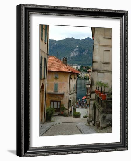 Cobblestone Street Down to Waterfront, Lake Orta, Orta, Italy-Lisa S. Engelbrecht-Framed Photographic Print