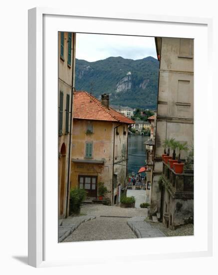 Cobblestone Street Down to Waterfront, Lake Orta, Orta, Italy-Lisa S. Engelbrecht-Framed Photographic Print