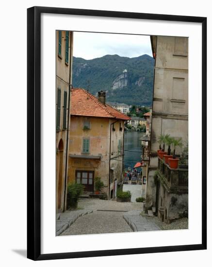 Cobblestone Street Down to Waterfront, Lake Orta, Orta, Italy-Lisa S. Engelbrecht-Framed Photographic Print