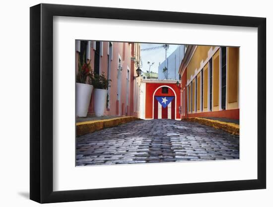Cobblestone Street in Old San Juan, Puerto Rico-George Oze-Framed Photographic Print