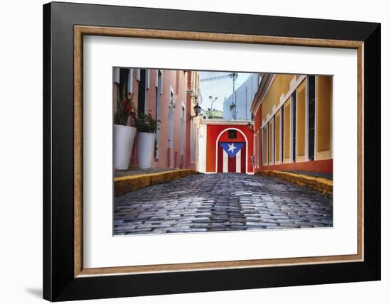 Cobblestone Street in Old San Juan, Puerto Rico-George Oze-Framed Photographic Print