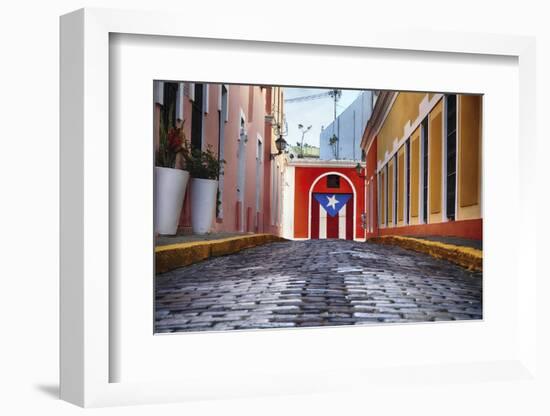 Cobblestone Street in Old San Juan, Puerto Rico-George Oze-Framed Photographic Print