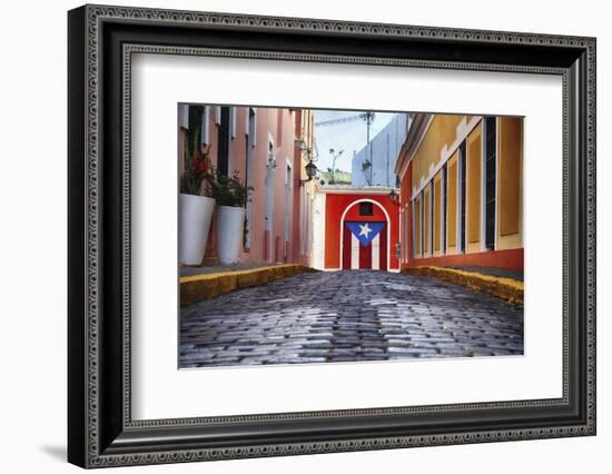 Cobblestone Street in Old San Juan, Puerto Rico-George Oze-Framed Photographic Print