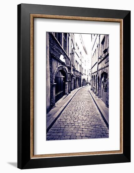 Cobblestone Street in Old Town Vieux Lyon, France-Russ Bishop-Framed Photographic Print