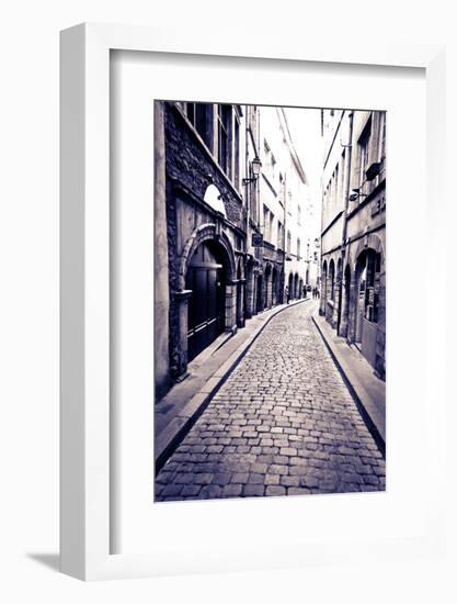 Cobblestone Street in Old Town Vieux Lyon, France-Russ Bishop-Framed Photographic Print